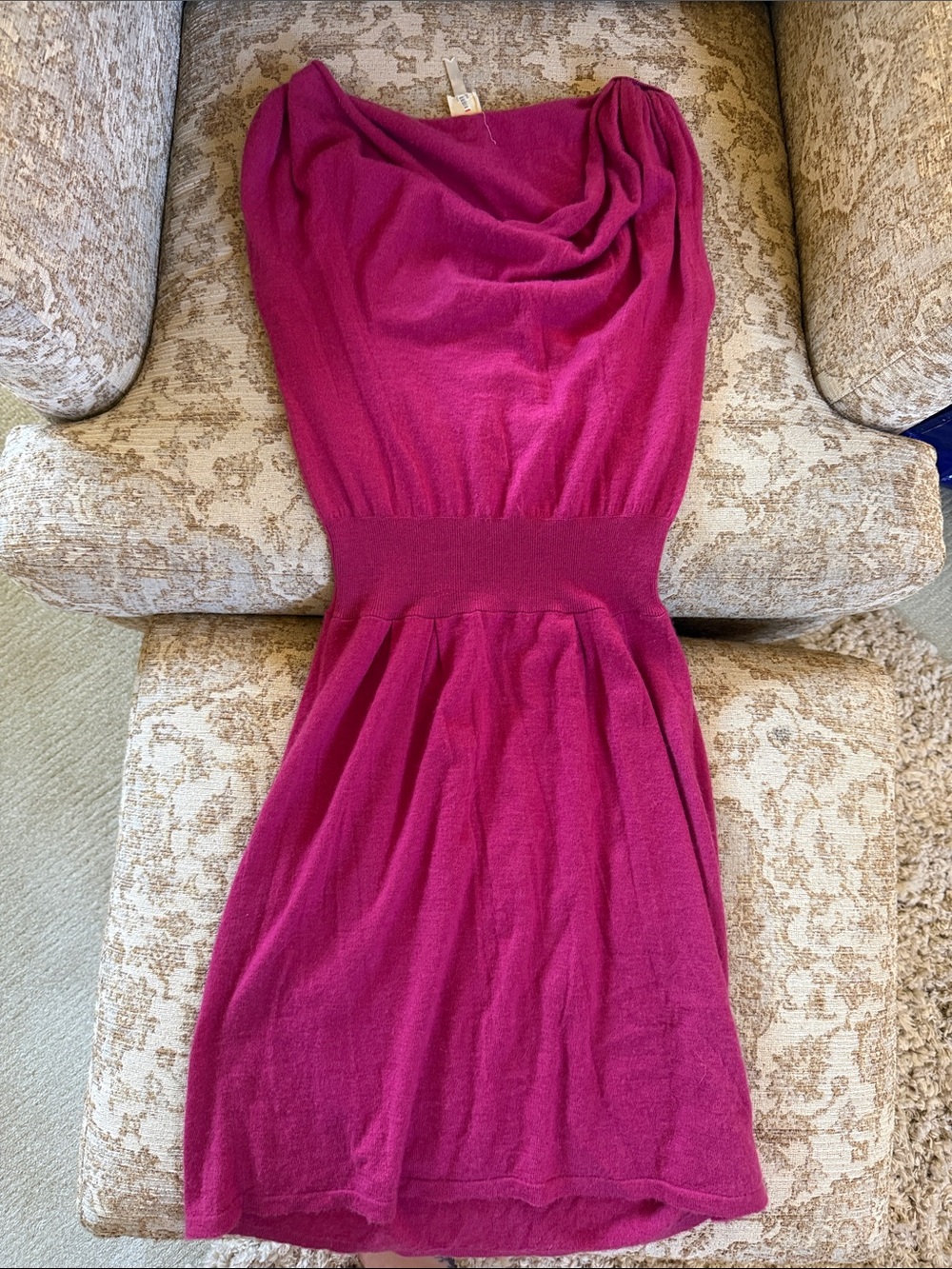 Strapless Draped Knit Dress in Fuchsia